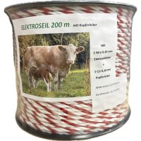 Elektroseil rot/weiß aus PE Monofilen ca. 5,4 mm 200 m